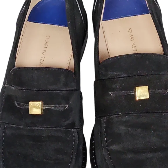 Stuart Weitzman Black Suede Loafers YW 40650 Size 8 - Picture 2 of 9